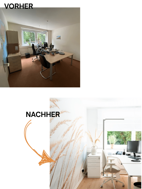 Bürokonzept optimieren, Bürodesign, Office Interior, Büro gestalten - Workplace Innovations GmbH Vorher-Nachher Beispiel